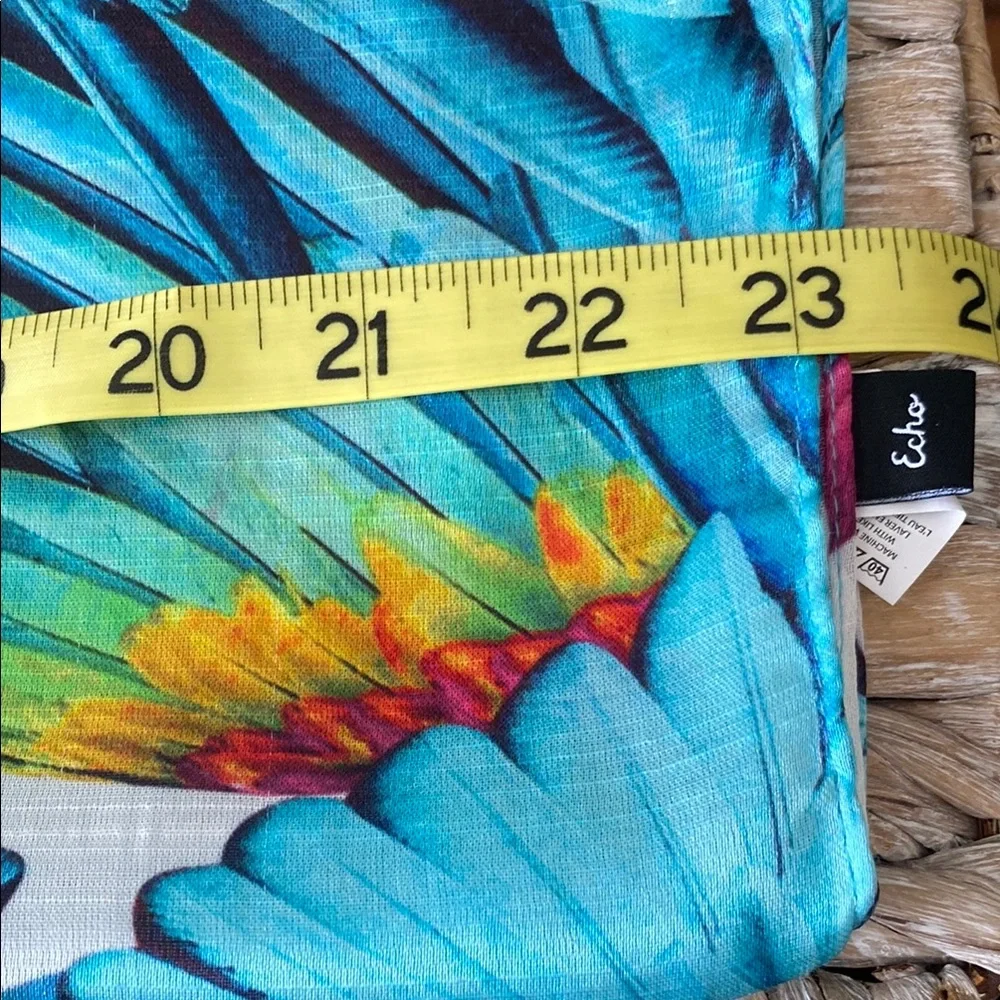Echo Tropical Feathers Blue and Pink Scarf